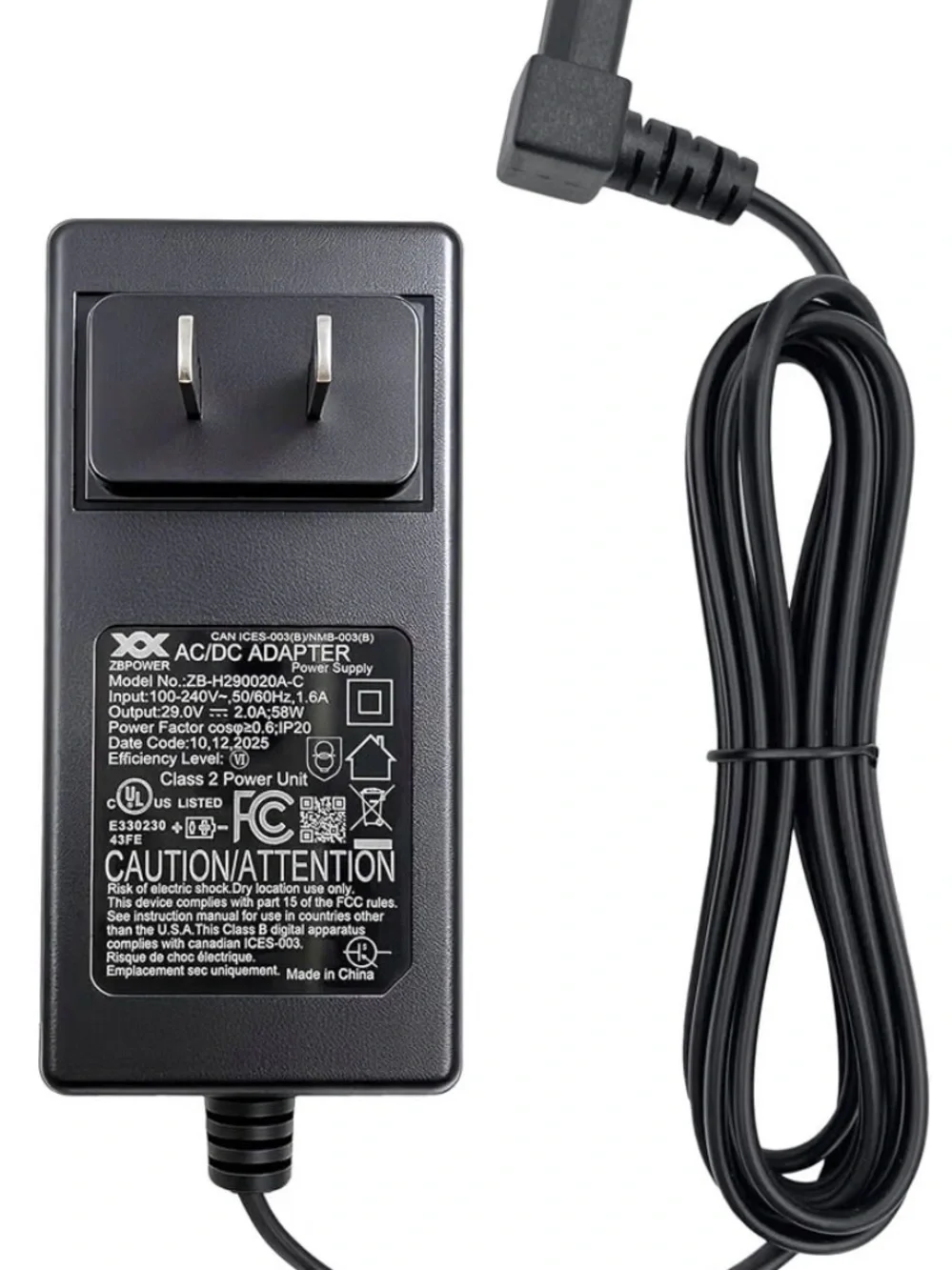 Recliner ZBPOWER Wall Power Supply ZB-H290020A-C 29V 2A Wall Switching Adapter
